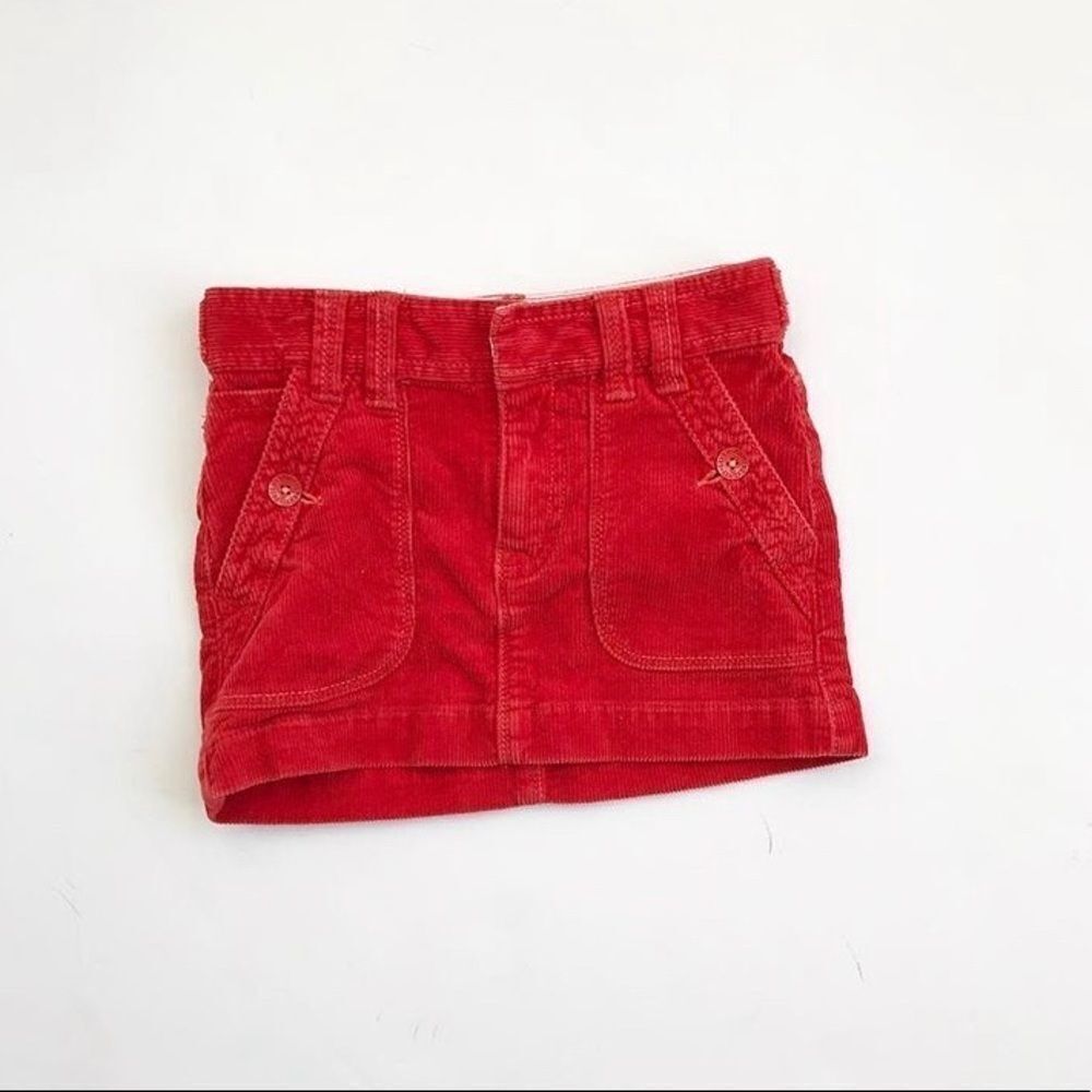 77 Kids orange Corduroy mini skirt EUC 4T